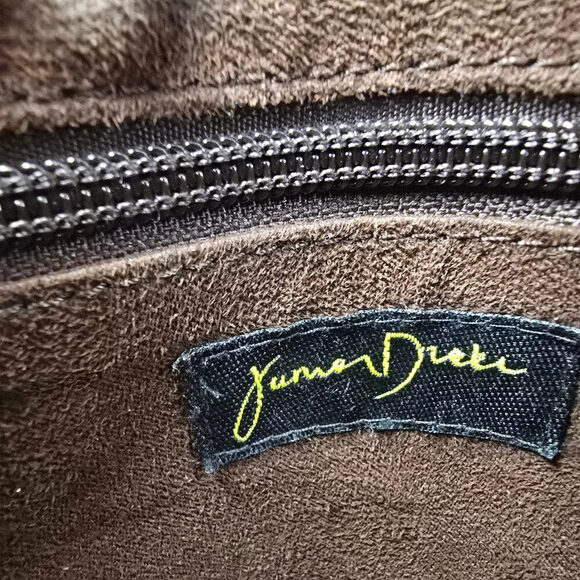 Junior Drake Metallic Gold Studded Leather Trimmed Blue Denim Purse - Picture 7 of 9